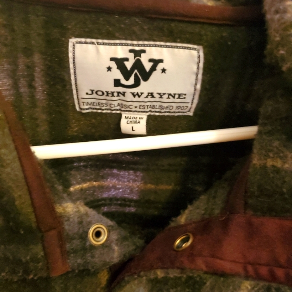 JOHN WAYNE WOOLY FLEECE 1/4 SNAP PULLOVER PLAID SWEATER - SIZE  large